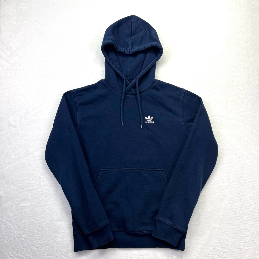 Adidas Hoodie Mens XS Navy Blue Originals Trefoil Fleece Pullover Sweatshirt